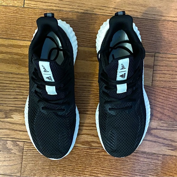 Adidas Parkey Alphaboost Alpha Boost black white mesh no tongue lace up sneakers - Picture 4 of 11